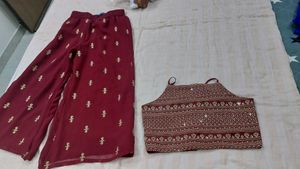 Maroon Embellished Kurta Set