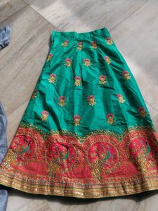 Embroidered Teal Green Lehenga Skirt