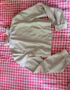 Pinstripe Cropped Button-Up Shirt