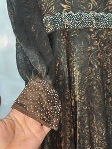 Elegant Embellished Black &amp; Gold Gown