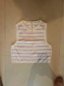 ZARA Striped Cropped Sleeveless Top