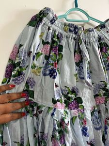 Bohemian blue floral skirt