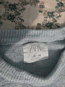 Zara Light Blue Embroidered Sweater