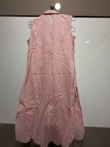 Pink Sleeveless Button-Down Dress