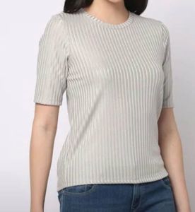 FIG Ribbed Half-Sleeve Top | XXL | Bust 42