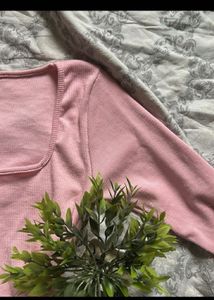 Square Neck Cotton ribbed top with long sleeves