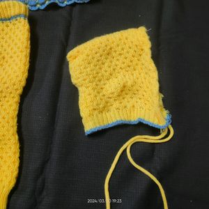 Yellow Beautiful Woolen Girls Dress