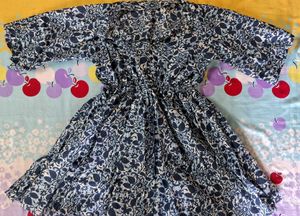 Blue Floral Block Print Short Kurti Top