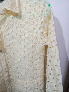 Pure cotton cutwork Eyelet Midi Dress