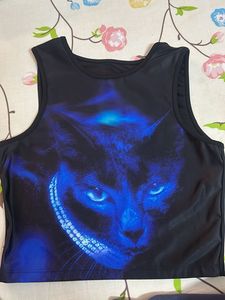 Graphic Black & Blue Cat Tank Top