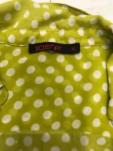 Cute Lime Green Polka Dot Button-Up Shirt