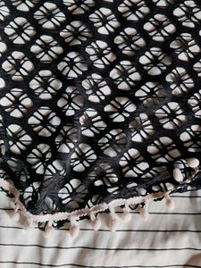 Chic Black Lace Overlay Tunic Top