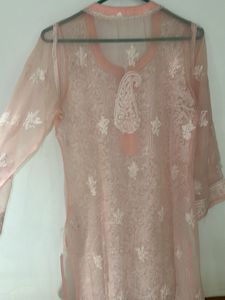 Elegant Peach Chikankari Kurta