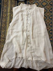 Sheer White Sleeveless Tunic Top