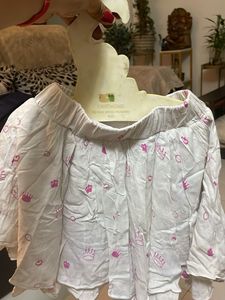 White Skirt with Pink Crown Print