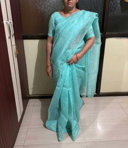 beautiful teal saree