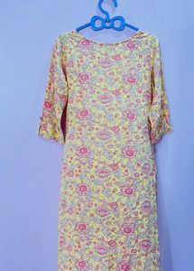 Yellow Floral Print Kurta