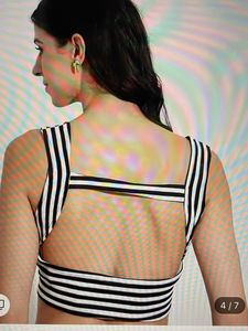Striped Twist Front bikini top