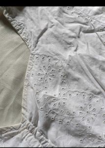 White Eyelet Lace Peplum Blouse