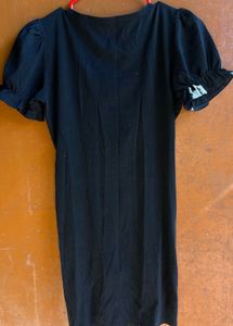 Chic Ruched Black Mini Dress