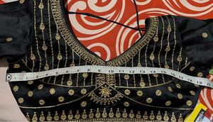 Elegant Black &amp; Gold Embroidered Blouse