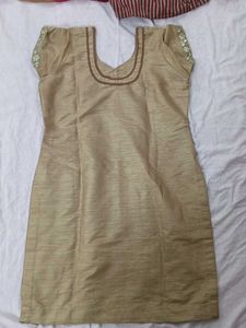 Elegant Gold Kurta salwar Set with Dupatta
