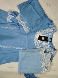 Blue Embroidered Kurta Set with Dupatta