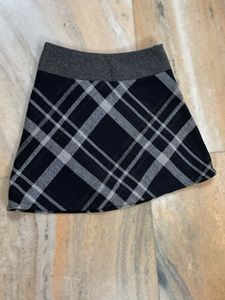 Plaid A-Line Skirt with Buckle Detail