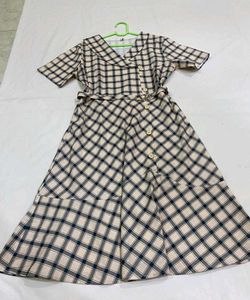 Vintage Plaid Button-Up Midi Dress