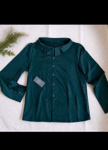Elegant Dark Green Collared Blouse