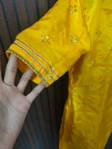 Yellow Embroidered Silk Blouse