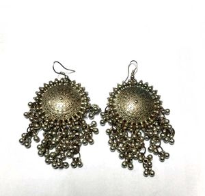 Boho Silver Jhumka Earrings