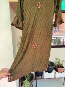 Elegant Olive Kurta with Palazzo Set