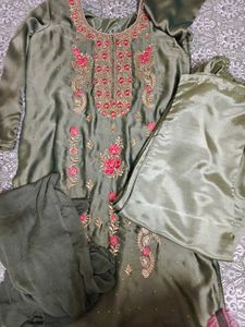 Embellished Silk Kurta Set