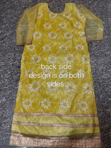 Elegant Yellow Embroidered party wear Kurta Set