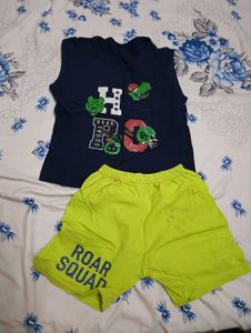 Cute Boys Navy Blue & Neon Green Outfit