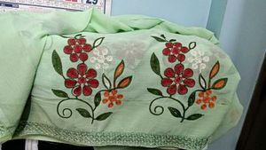 Embroidered Light Green Saree