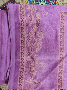 Elegant Purple Saree with Peacock Design
