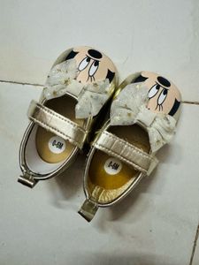 Cute Minnie Mouse Gold Mary Jane Shoes