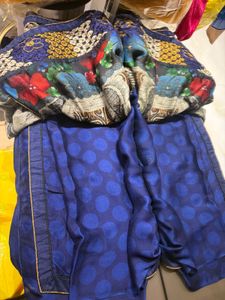 Exquisite Blue Polka Dot Saree