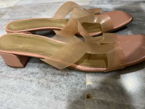 Stylish Pink &amp; Transparent Block Heels