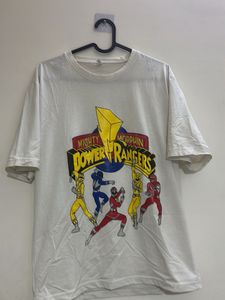 White power rangers back print graphic tshirt