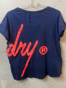 Superdry Navy T-Shirt with Orange Graphic