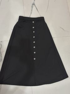 Stylish Button-Up Black Skirt