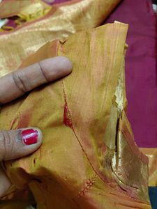 marron pure silk  Saree with Golden Bord