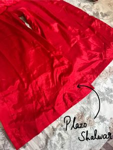Red &amp; Green Embroidered Gown Set | SHALWAR KAMEEZ