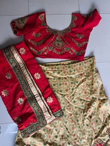 Elegant Red &amp; Gold Lehenga Choli Set