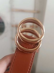 Stylish Brown Belt with Gold Buckle
