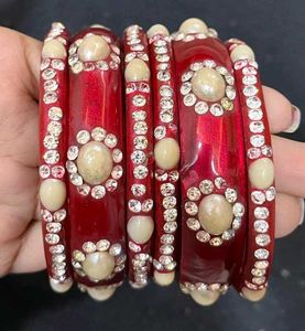 Red & Pearl Bangle Set 2-4