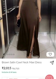 brown satin cowl neck maxi dress 🔥